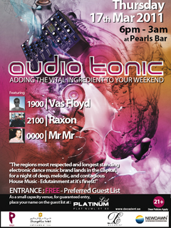 audio tonic @ Pearls Bar 17th March audio tonic @ Pearls Bar 17th March