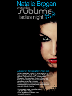 Natalie Brogan presents Sublime Ladies Night @ Sublime Lounge Bar
