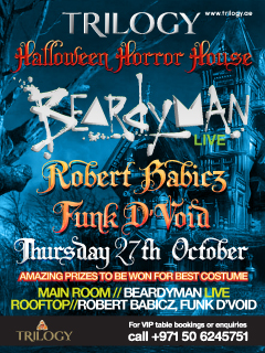 Halloween Thurs 27th Oct BEARDYMAN live - ROBERT BABICZ & FUNK D'VOID