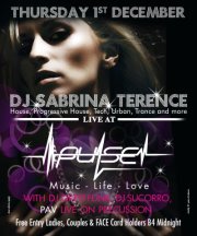 Pulse club  present: Dj Sabrina Terence & Pav Head Kandi percussionist.
