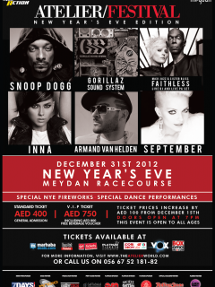 ATELIER FESTIVAL NYE with SNOOP DOGG, FAITHLESS, GORILLAZ, ARMAND VAN HELDEN, INNA