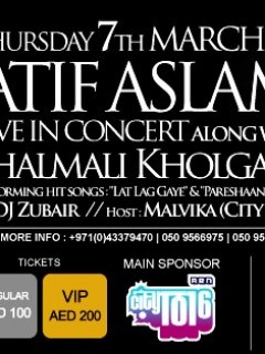 Atif Aslam live on 7th March at Domeland, The Lodge.