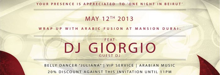 One Night in Beirut @ Mansion Dubai