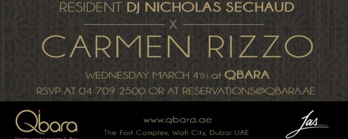 Q Wednesday at Qbara featuring Carmen Rizzo Q Wednesday at Qbara featuring Carmen Rizzo
