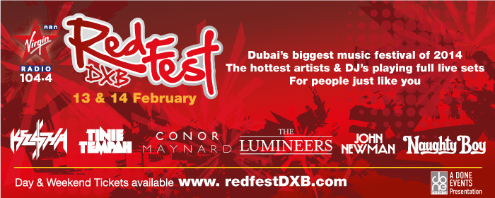 RedFestDXB (The Lumineers, Naughty Boy, John Newman and a Closing Party DJ Set by A-YO (Mark Ronson)