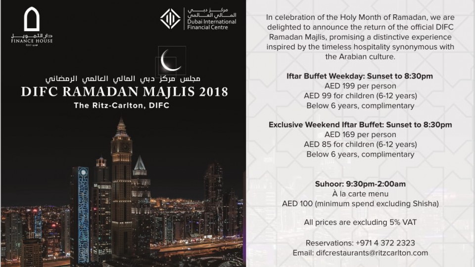 Iftar & Suhoor at The Ritz-Carlton, DIFC